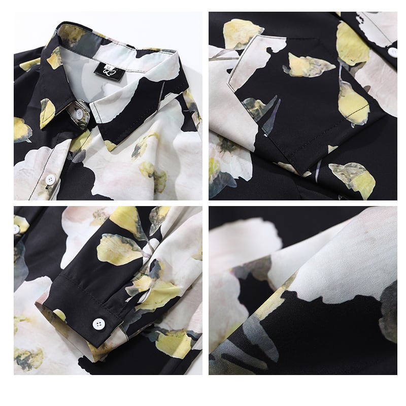 [BEAT BOY Series] ★Long Sleeve Shirt★ Floral Shirt Tops Print ML XL 2XL Unisex Men's Retro