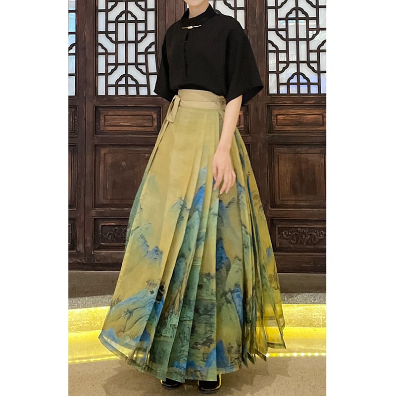 [BAIRIMENG Series]★China style skirt★Bottoms, Maki skirt, landscape pattern, Chinese elements, Chinese clothes, easy to match