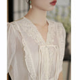 Load image into Gallery viewer, [QIYC Series] ★Chinese style shirt★ V-neck short sleeve tops, summer clothes, improves temperament, improved Hanfu, Hanfu tops, gives a gentle impression
