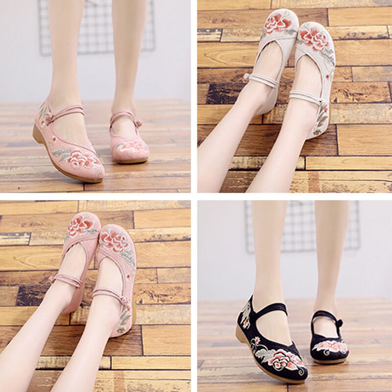 5colors Embroidery Shoes Handmade Shoes Chinese Shoes Tang Suit Hanfu Shoes Ethnic Style Size 35-41 Heel 3cm