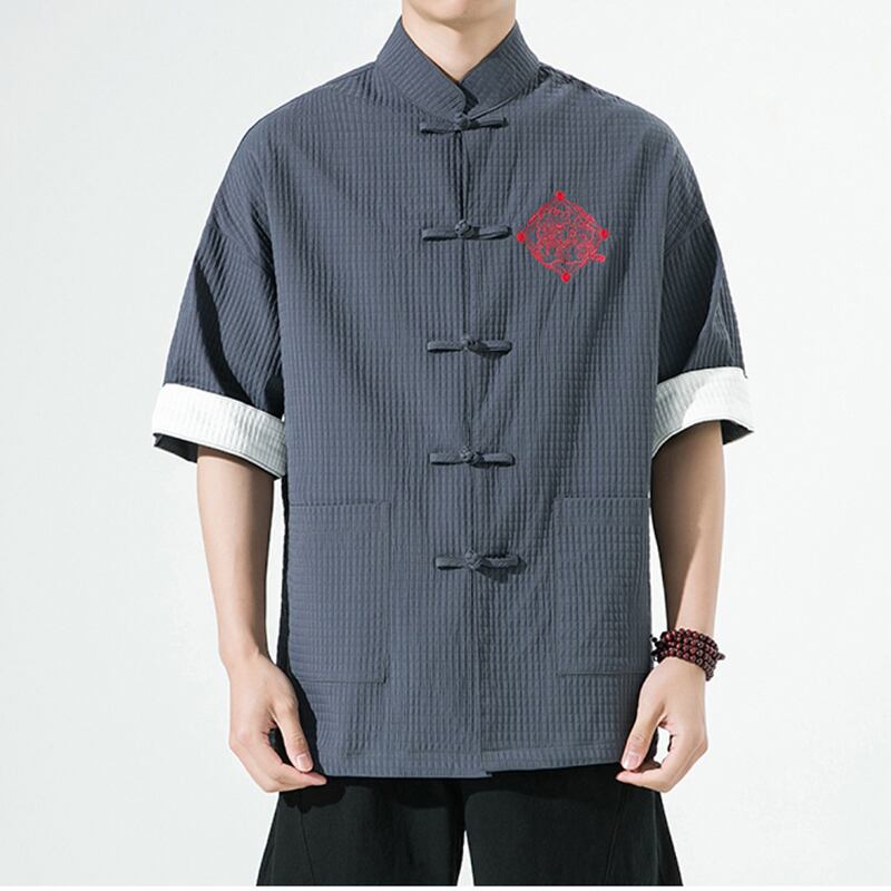 [Small Troubles Series]★China Style Shirt★ Tops 6color Unisex Men's Large Size Improved Tang Suit