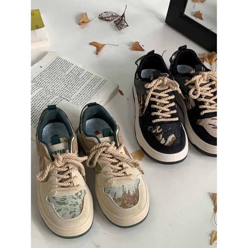 [Yishaonian Series]★Sneakers★ 3color Men's Unisex Shoes Sports Style Oil Painting Style Size 35-40