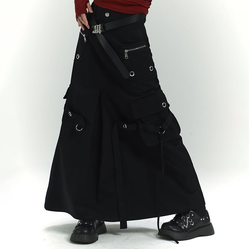 [LadyGhost Series]★Skirt★ Long skirt, slimming, casual, design, cool, black