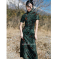 Load image into Gallery viewer, [Da Qinglong Shu Series]★China style dress★ Improved Chinese dress Sexy Velvet Long Length Original Photography Green Green Summer
