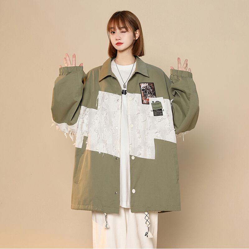 [Fujiiman Series] ★Jacket★ Outerwear 3color switching Unisex Unique black green brown