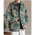 Load image into Gallery viewer, [No Series] ★Jacket★ Outer Switching Oil Painting Style Unisex Men's Large Size Ethnic Style Green
