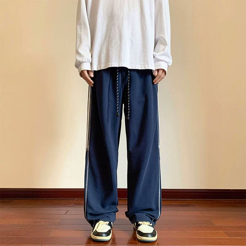 [NANSHI Series] ★Casual Pants★ 2color Pants Bottoms Unisex Men's Black Blue Vertical Stripes Striped Pattern