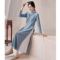 Load image into Gallery viewer, [Kokage Zen Clothes Series] ★Chinese style dress★ Thick improved Tang dress fake layered Blue Blue SML XL Ethnic style
