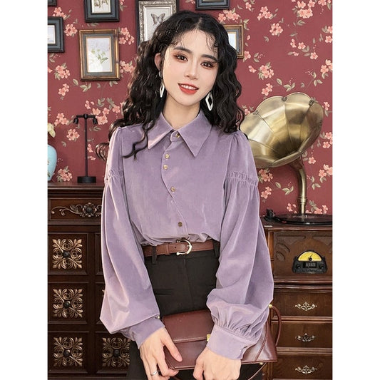 [Misslin Fashion Series]★Shirt★ Tops Elegant Design Cute Purple Purple S M L XL