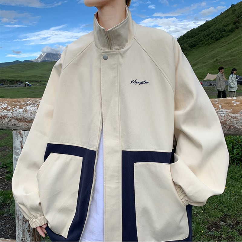 [V37 Series] ★Jacket★ 2color outerwear color scheme casual unisex men's easy to match fashion