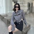 Load image into Gallery viewer, [Style Series]★Shirt★ Tops Short Length Long Sleeve Gray Gray Women's Unique Slimming Fashionable SM
