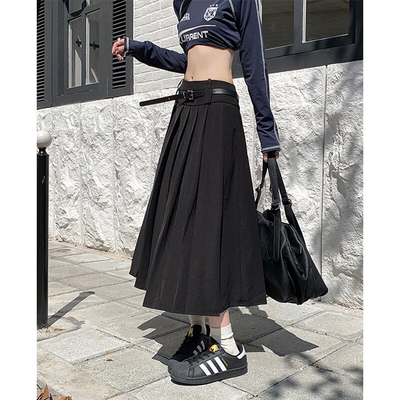 [Shoujo Kaira Series]★Skirt★ 3color Bottoms Pleated Skirt Black Gray Black Gray Slimming Easy to Match SML