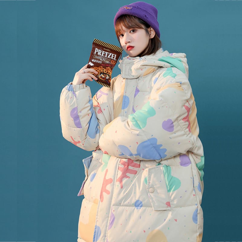 [Suikoishi Series] ★Winter Coat★ Cotton Coat Outerwear 2color Unisex Men's Cartoon White Beige