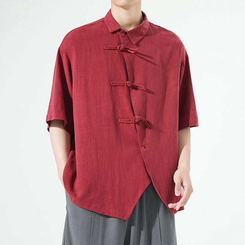 [MMstudios series]★China style shirt★ Tops 3color Unisex Men's Large size Plain Black Red