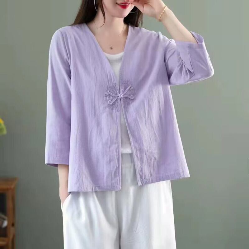 [July Series]★China style tops★ 6color Improves temperament White Blue Green Purple Red Yellow Pink