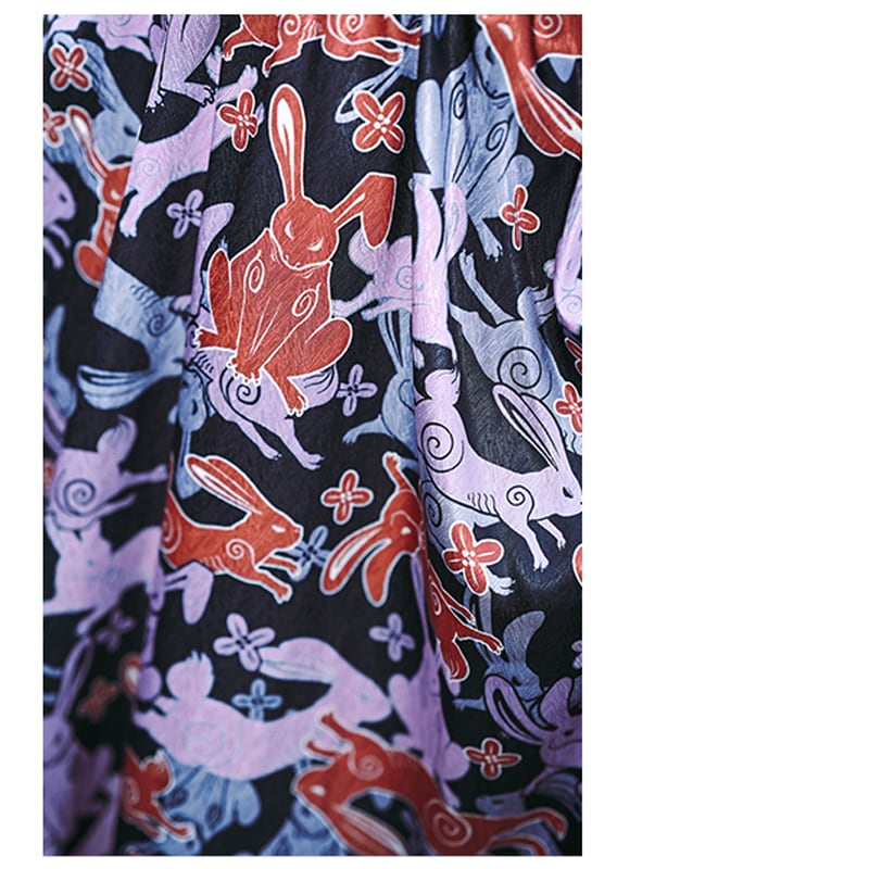 [Ancient monster house --- Rabbit series] ★China style skirt★ Bottoms print rabbit rabbit original SML