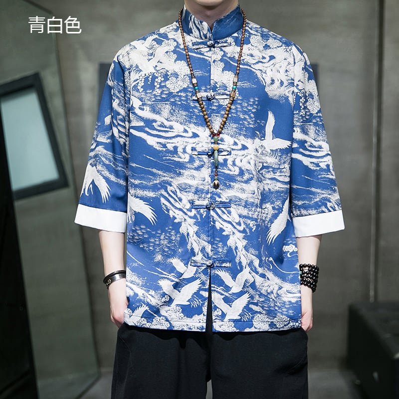 [JUNYI Series]★China style shirt★ Tops 6color Unisex Men's Large size Ink pattern Landscape pattern