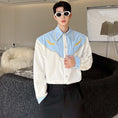 Load image into Gallery viewer, [Illustrated Series]★Shirt★Tops Unisex Men's Spring Clothes Long Sleeve Shirt Switching Casual Color Scheme Blue White
