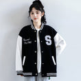 Load image into Gallery viewer, [ZISU0 series] ★Outer★ Stadium jacket fashion ladies black black color scheme alphabet
