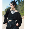 Load image into Gallery viewer, [Big Blue Dragon Series] ★China style tops★ Fake layered, design, slimming, enhances femininity, black, black
