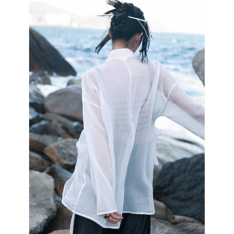 [Big Blue Dragon Series] ★China style shirt★ Tops, outerwear, thin, sun protection, cooling protection, slimming, bamboo