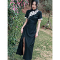 Load image into Gallery viewer, [Daiseiryusu Series] ★Chinese style dress★ Chinese dress, Chinese clothing, original, short sleeves, switching, letter pattern
