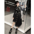 Load image into Gallery viewer, Manager recommended! [Dust Smoke Cloud Dream---Fightless City Series] ★China style dress★ With belt, long sleeves, switching, floral pattern, black, black, irregular, SML
