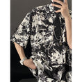 Load image into Gallery viewer, [MDYCD Series]★Shirt with Tie★ 2color Floral Print Shirt Tops Short Sleeve Shirt Unisex Men's Black White
