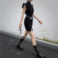 Load image into Gallery viewer, [Miyakoya Series] ★China-style dress★ Improved cheongsam dress, short length, sexy, slimming, black, black
