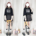 Load image into Gallery viewer, [Nekogan Series] ★T-shirt★ Cotton Tops Women's Fashion Cute 3/4 Sleeve Black Black
