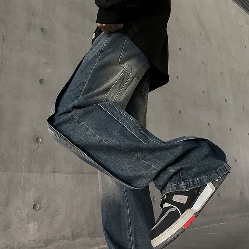 [NANSHI Series]★Denim pants★ 2color bottoms pants unisex men's simple easy to match black blue