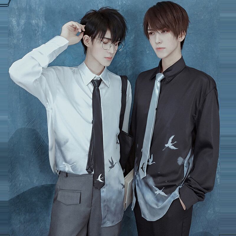 [Kuratakakoya Series] ★Tie★ 2color Black or Silver Crane Easy to match Accessories Casual