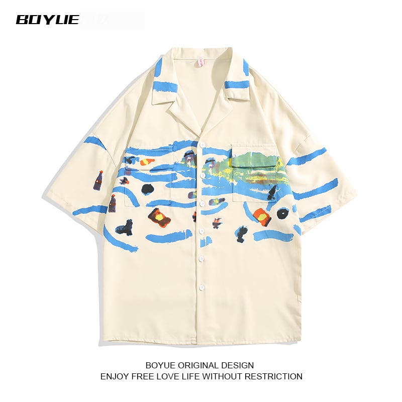 [BOYUE Series]★Shirt★ Tops Unisex Men's Large Size Print Summer Clothes Color Cute Short Sleeve Shirt