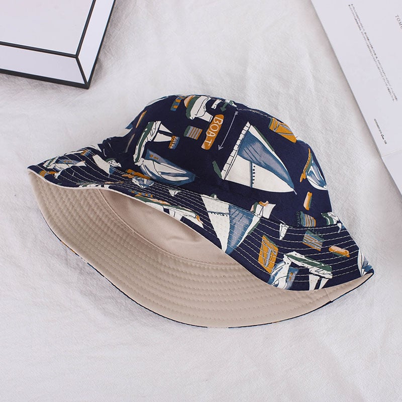 [Totoshu series] ★Hat★ 2color hat, hat that can be worn on both sides, Harajuku style, easy to match, boat pattern, spring and autumn type, dark blue, white