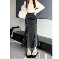 Load image into Gallery viewer, [Women's University 18 Series]★Skirt★ 2color Bottoms Slimming Mermaid Skirt Black Black Brown
