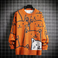 Load image into Gallery viewer, [Nana Series]★Sweater★ 4color Cat Unisex Men's Couple Clothes Cute Large Size Blue Black Orange Beige
