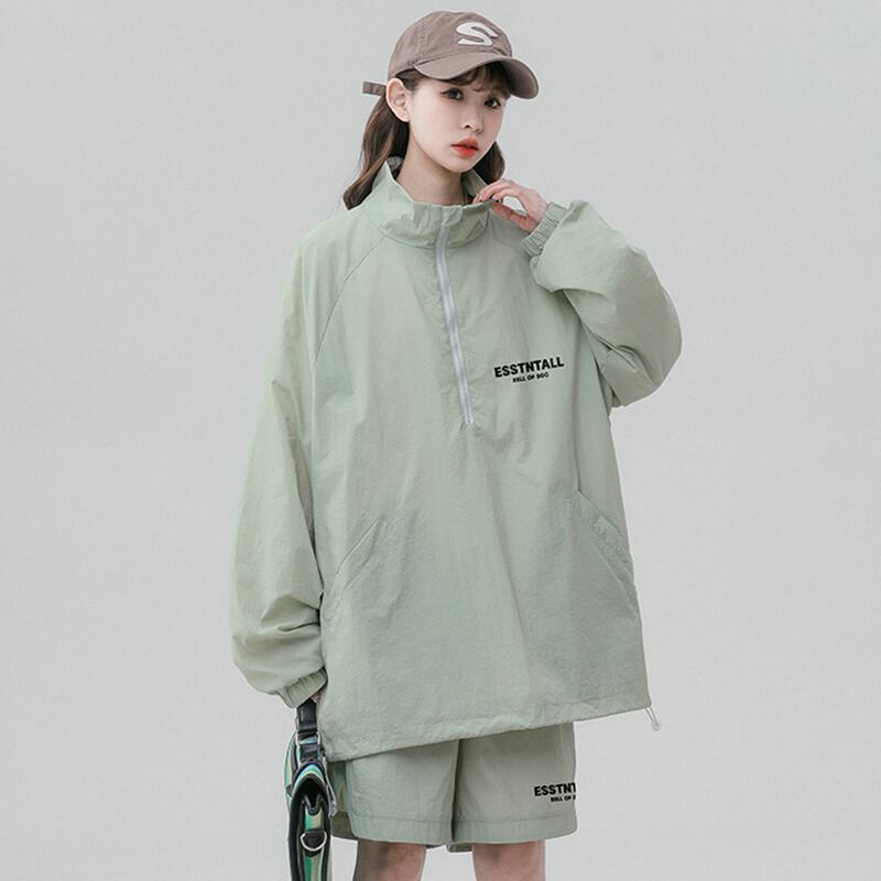 [CHAOMEICHEN Series]★Setup★ 3color outerwear + shorts, unisex, men's sun protection, green, black, fashion