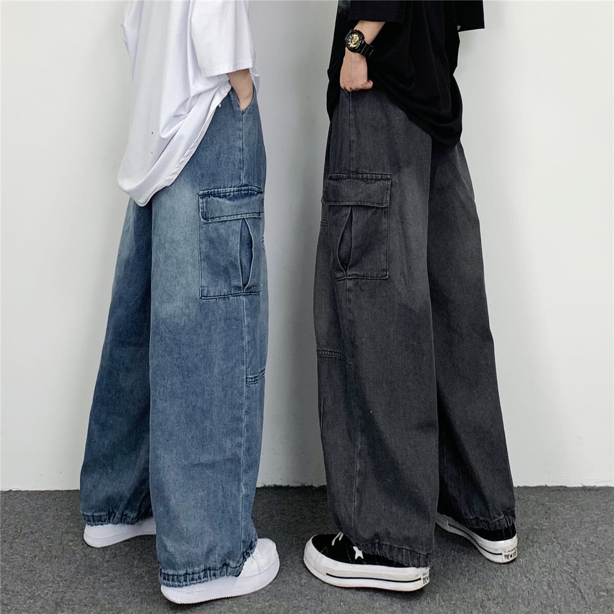 [MGJM Series]★Denim Pants★ 2color Pants Bottoms Unisex Men's Casual Street Blue Black