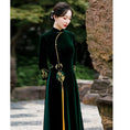 Load image into Gallery viewer, [ZHEZI series]★China dress★ 3color velvet embroidery large size long length green blue red
