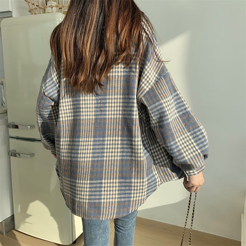 [YYCL Series]★Shirt★ 6color Tops Ladies Check Pattern Fashion Easy to Match Long Sleeve