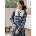 Load image into Gallery viewer, [Big Orange Series] ★One Piece★ Plaid Retro Ladies Commuting Date School Blue Blue Cute
