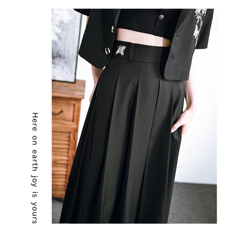 [Kokaisha---Kabunji series] ★China style skirt★ Bottoms Plain Easy to match Black Black S M L XL