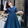 Load image into Gallery viewer, [WANAI Series] ★One Piece★ Summer Clothes, Cute, Large Size, Slimming, Ladies, Commuting, OL, Date, Navy
