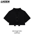 Load image into Gallery viewer, [LHSEN Series]★China-style tops★ Chinese-style shirt, mini length, slim fit, short sleeves, easy to match, black, black
