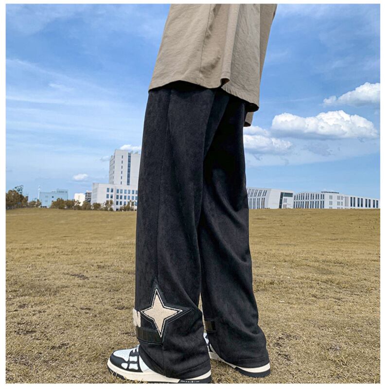 [BIGEMAN Series]★Pants★ 2color Casual Pants Bottoms Unisex Men's Large Size Alphabet Black Khaki Blue