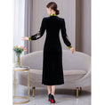 Load image into Gallery viewer, [Agoya Yui Series] ★Cheongsam dress★ Chinese style piece velvet black black long length
