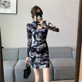 Load image into Gallery viewer, [Eighteen Impressions Series]★Cheongsam dress★ Slimming sexy SML short length retro ink pattern dress
