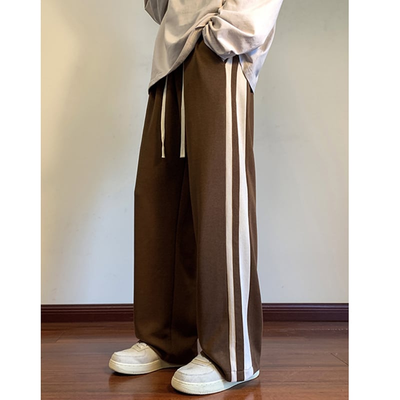 [SENSU Series]★Casual Pants★ 3color Bottoms Pants Unisex Men's Vertical Striped Striped Pattern Black Beige Coffee Color