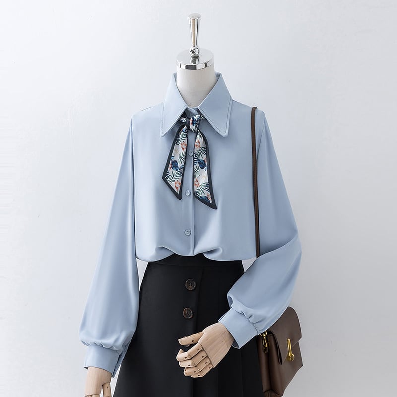 [XIANXIAN Series]★Shirt★ 2color Tops Women's Commuting Date OL Office White Blue