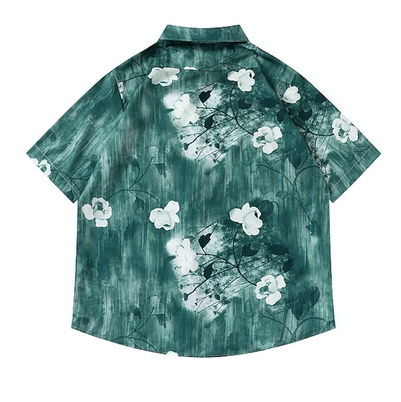 [51XIHA Series]★Shirt★ 2 Color Tops Unisex Floral Print Summer Short Sleeve Green Green Summer ML XL